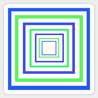 Concentric Squares Blue and Green Sticker